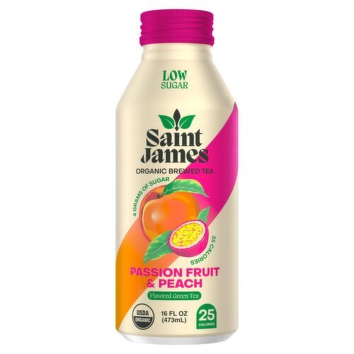 Saint James Passion Fruit & Peach Flavored Green Tea 16 Fl Oz